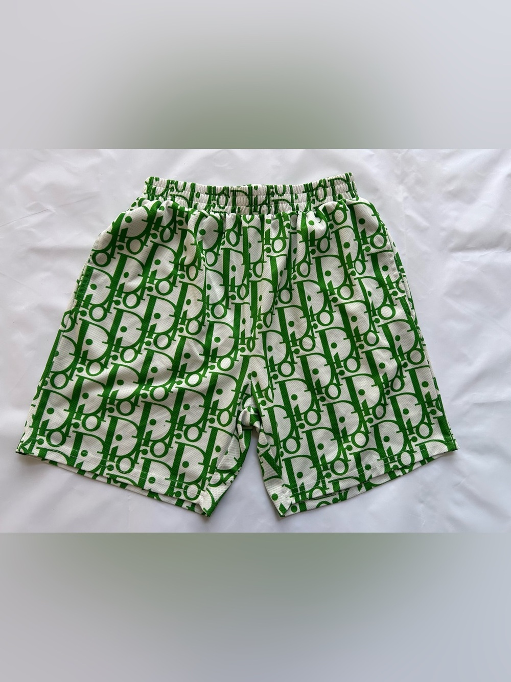 Men's Athletic Shorts - Green Monogram Print size s